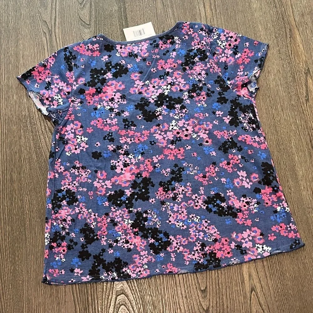 NWT Jenna Lynn Sleepwear Top Blue Floral Print Size M